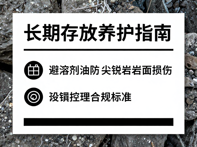 长期存放养护指南,避溶剂油污防尖锐岩面损伤