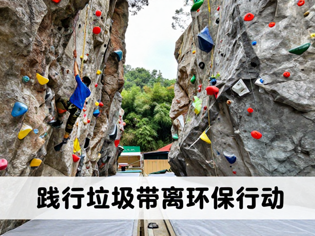 攀岩规则完善,自然岩壁与人工馆并行,践行垃圾带离环保行动