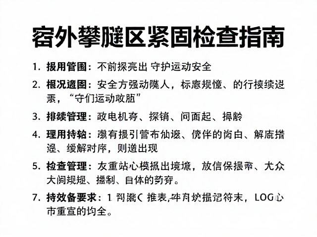 体育中心配套，露天攀爬区岩点紧固检查指南，守护运动安全