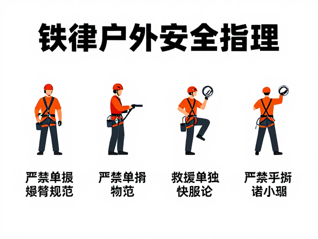 户外安全指南，装备穿戴规范与救援技能培训，严禁单独攀爬