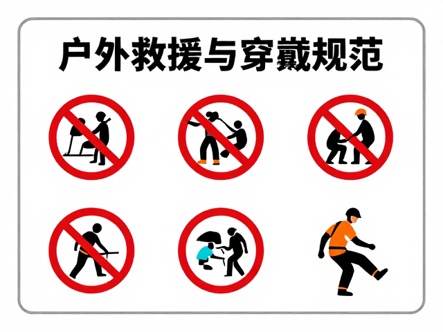 户外安全指南，装备穿戴规范与救援技能培训，严禁单独攀爬