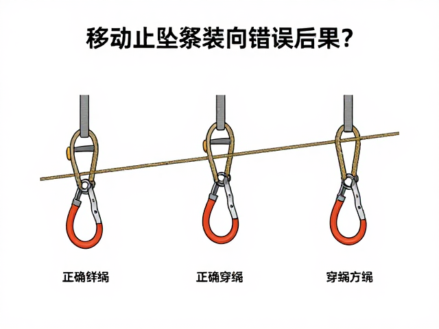 移动止坠器装绳方向错误后果？正确穿绳方向详解，安全必读