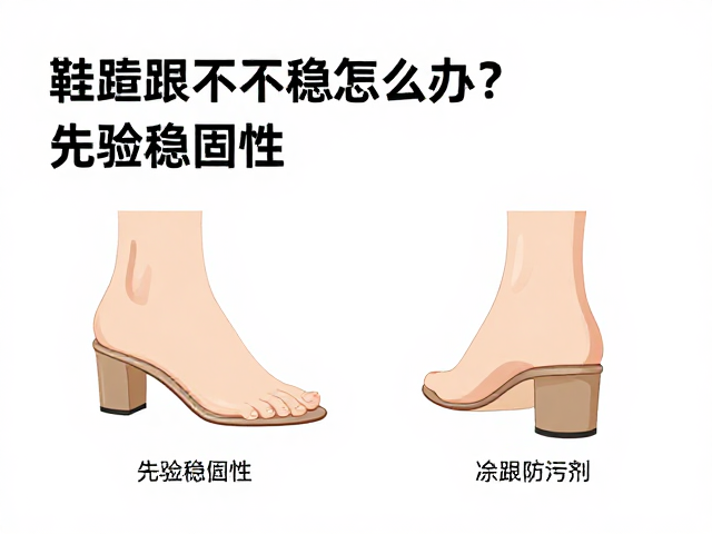 鞋跟不稳怎么办?先验稳固性,涂防污剂防绒毛附着