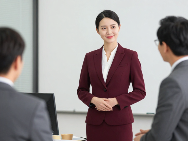 酒红色气质款穿搭，内勤日常如何搞定客户拜访？