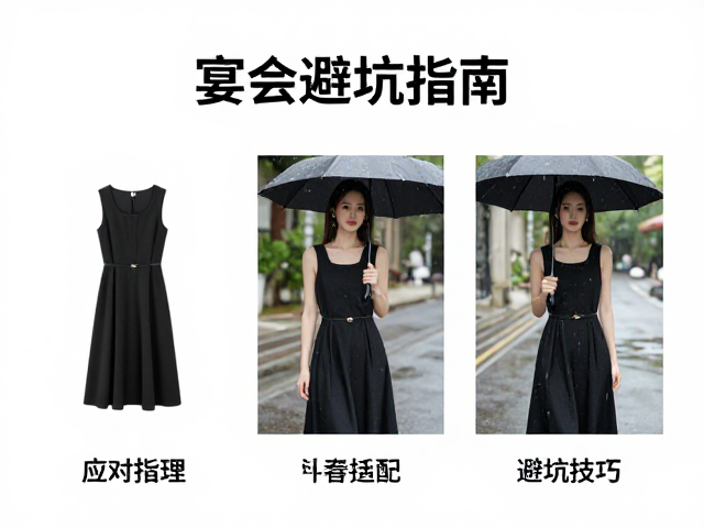 宴会穿搭指南,小黑裙如何应对雨水?3大场景适配与避坑技巧