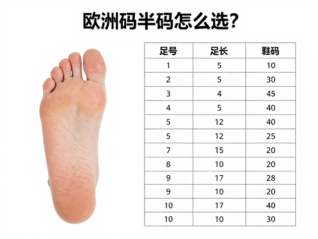 欧洲码半码怎么选?足长精准对照表帮你选对鞋码