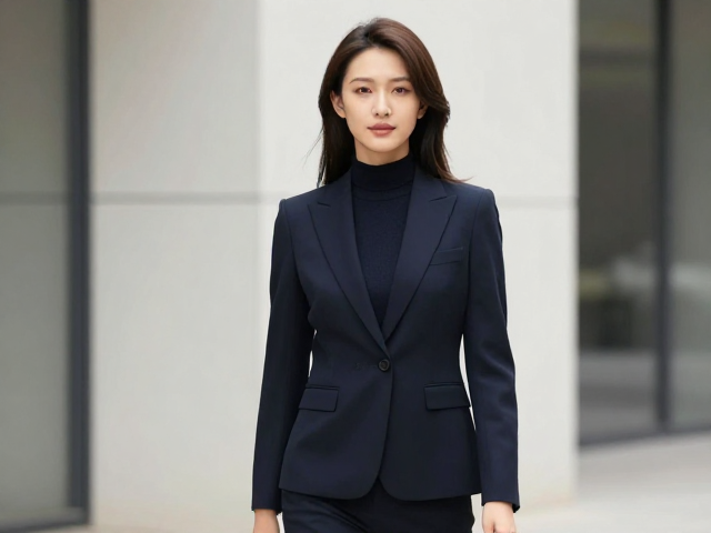 职场女性西装怎么选?表层挺括显气质,根据场合选高领更得体