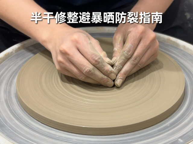 陶艺压平泥板技法，半干修整避暴晒防裂指南