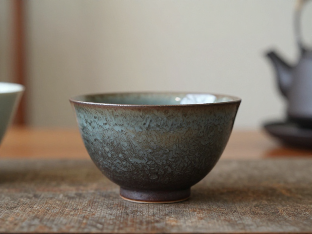 茶空间器物之美，敲击纹理与多变釉色的艺术共鸣
