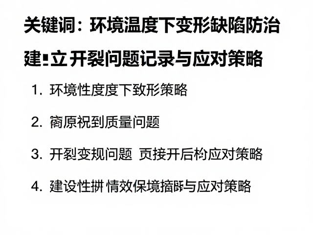 环境温度下变形缺陷防治，建立开裂问题记录与应对策略