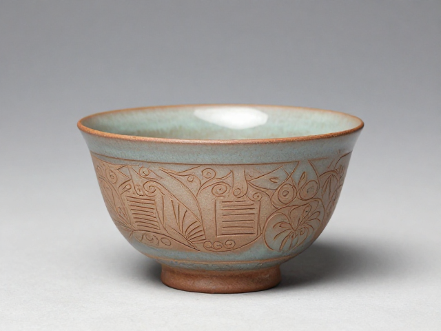 窑变釉刻划花茶具,点泥装饰工艺解析与收藏指南