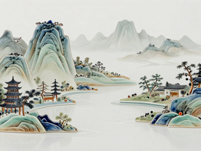 淄博陶瓷山水风景，复合材质搭配装饰，打造独特艺术美学