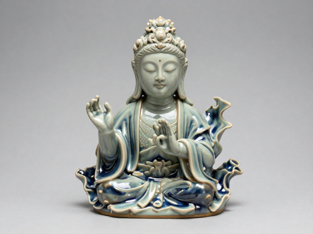 微景观雕塑神态刻画生动，釉色叠加赋予灵动灵魂