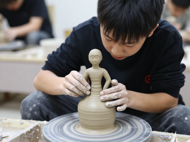青少年非遗陶艺传承，用人物雕塑发展艺术表达