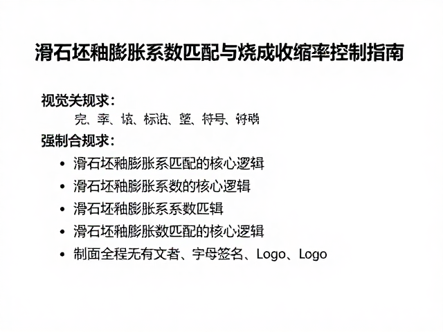 滑石坯釉膨胀系数匹配与烧成收缩率控制指南