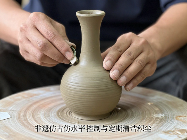 非遗仿古器塑形技法，泥料含水率控制与定期清洁积尘指南