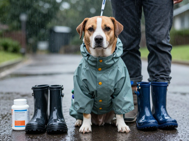 中型犬雨天穿搭,营养补充剂与雨衣雨鞋选购指南