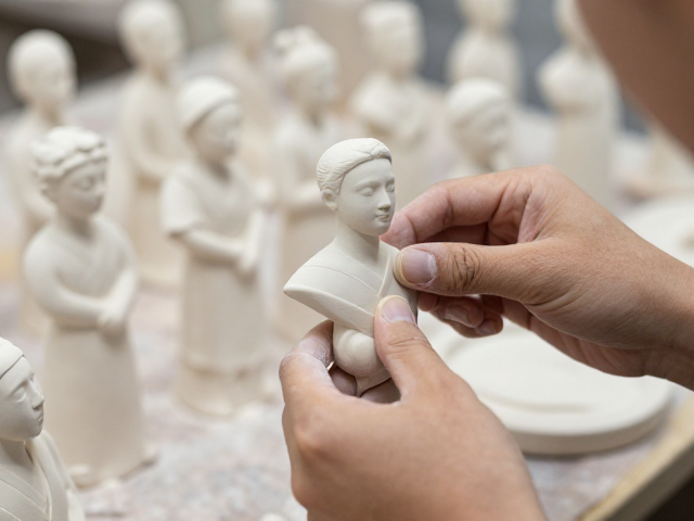 手捏塑形釉色测试烧制,揭秘人物雕塑成型全流程