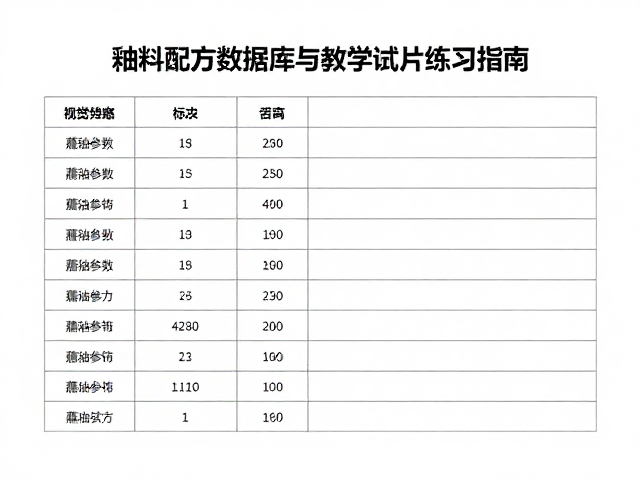 釉料配方数据库，蘸釉参数与教学试片练习指南