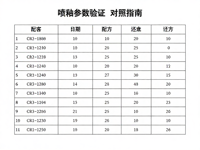 喷釉参数验证,熔融温度范围与配方编号对照指南