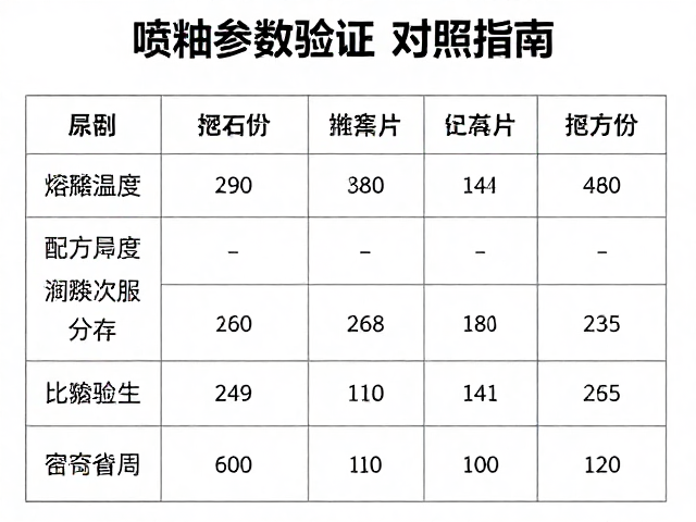 喷釉参数验证,熔融温度范围与配方编号对照指南