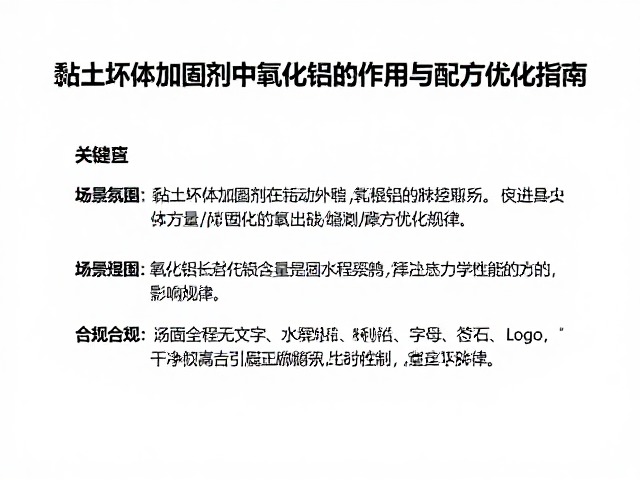黏土坯体加固剂中氧化铝的作用与配方优化指南