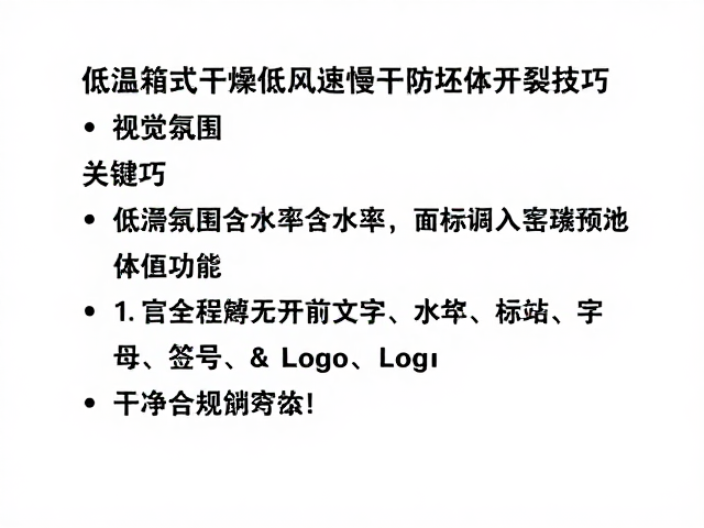 低温箱式干燥低风速慢干防坯体开裂技巧