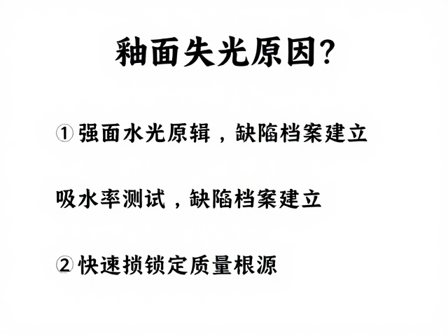釉面失光原因？吸水率测试，缺陷档案建立，快速锁定质量根源