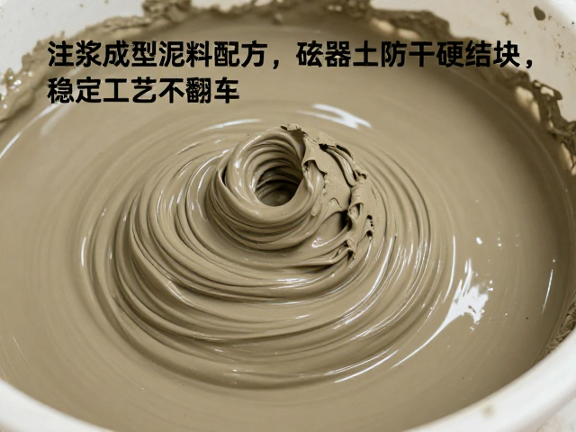 注浆成型泥料配方，炻器土防干硬结块秘诀，稳定工艺不翻车