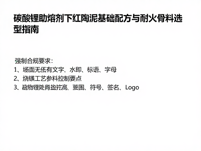 碳酸锂助熔剂下红陶泥基础配方与耐火骨料选型指南
