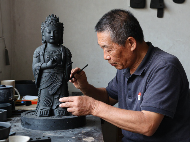 探访非遗传承人工作室,煤烧雕塑造像技艺传承与匠心