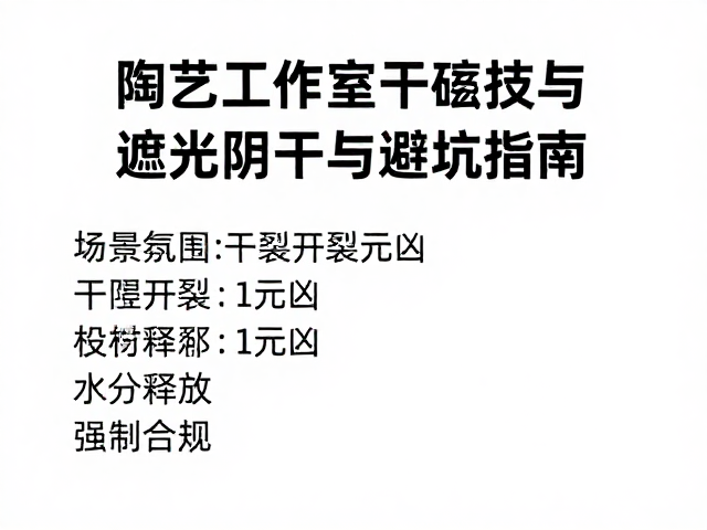 陶艺工作室干坯技巧，强制干燥与遮光阴干的避坑指南