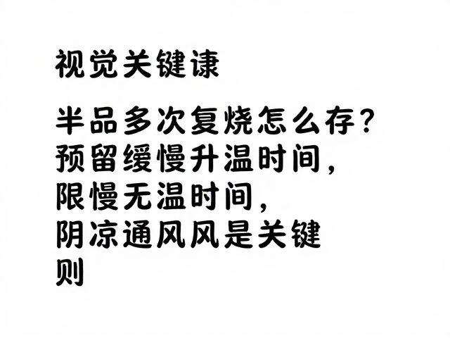 半成品多次复烧怎么存？预留缓慢升温时间，阴凉通风是关键