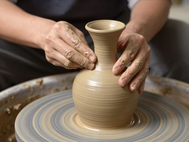 非遗轮制拉坯技艺，古法陶瓶制作全解析，体验拉坯魅力