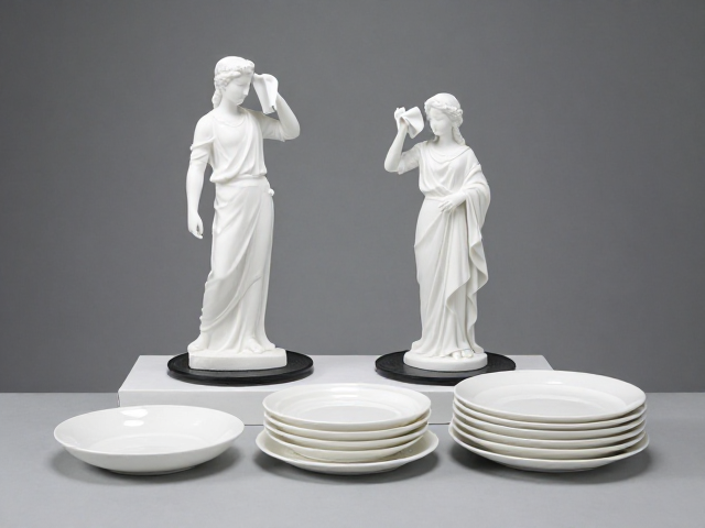雕塑摆件成品保存指南，搭配防滑底座与专用餐具器皿，稳固防尘防损