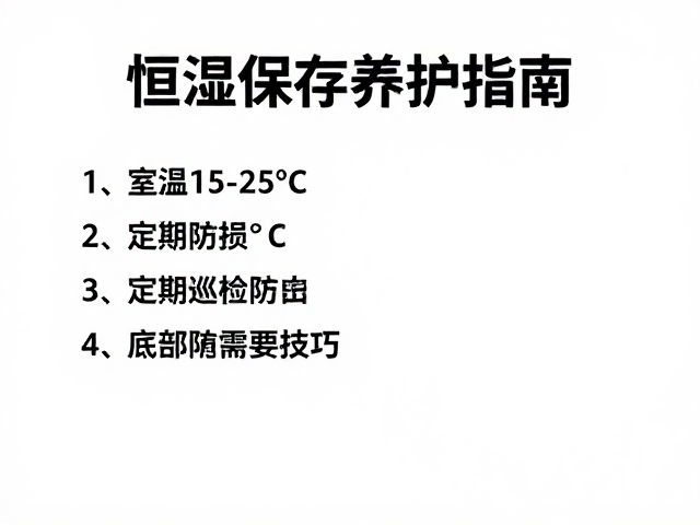 恒湿保存养护指南，室温15-25℃及定期检查底部防损技巧