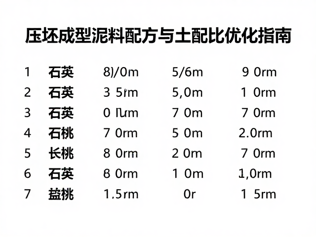 压坯成型泥料配方，石英比例与瓷土配比优化指南