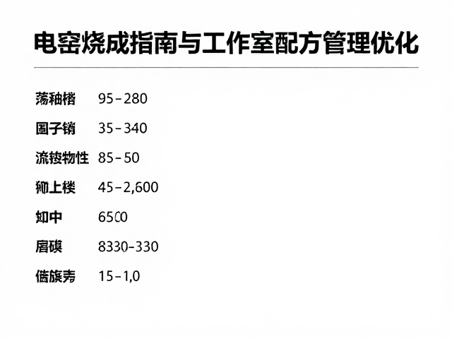 电窑烧成指南，荡釉参数与工作室配方管理优化