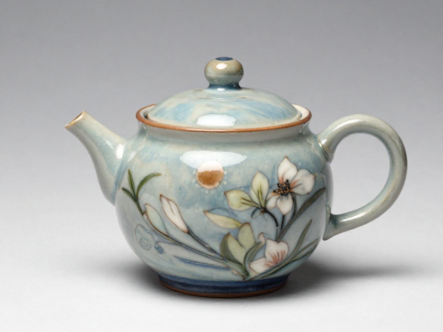 原创手绘茶荷手捏成型,匠心独运的茶道美学