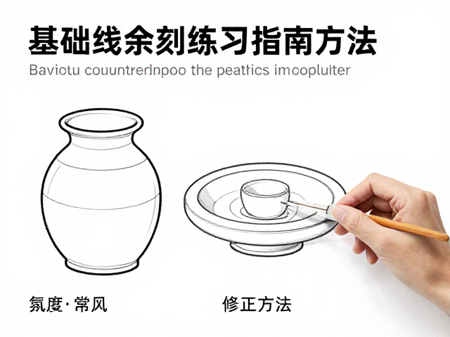 陶艺工作室作品赏析，基础线条刻绘练习指南与技巧
