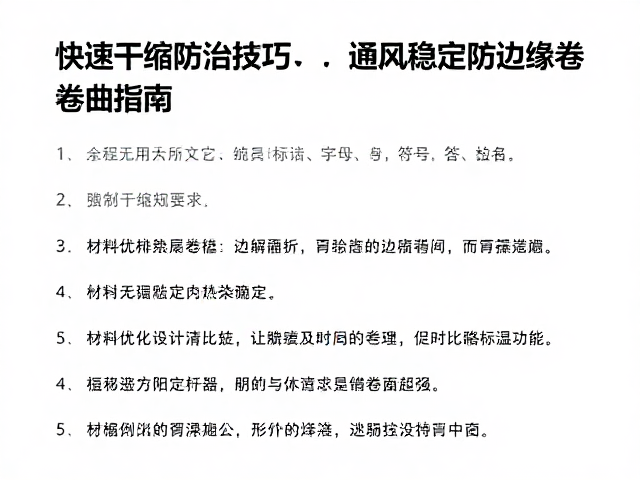 快速干缩防治技巧，通风稳定防边缘卷曲指南