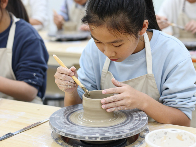 中学生陶艺研学，上釉体验课，沉浸式学习激发创造力