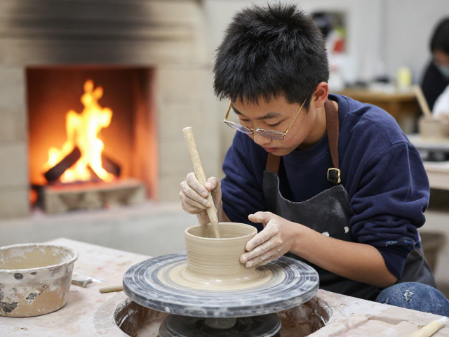 中学生陶艺研学，上釉体验课，沉浸式学习激发创造力