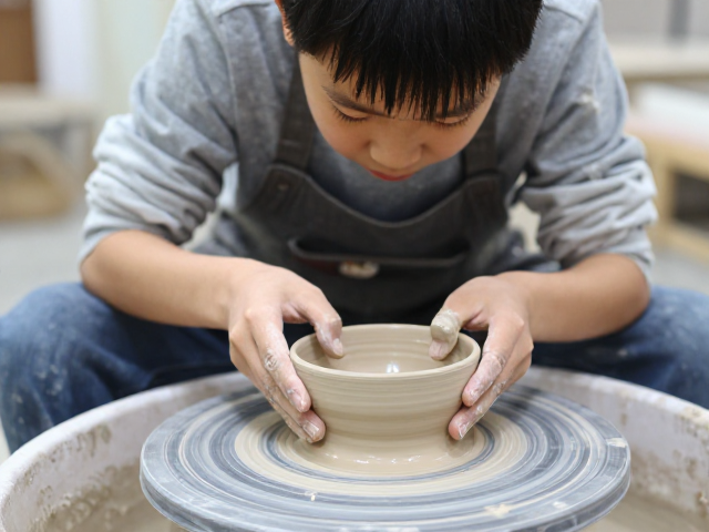 少儿陶艺讲师揭秘,餐盘与碗制作中的瓷泥挑选与塑形技巧