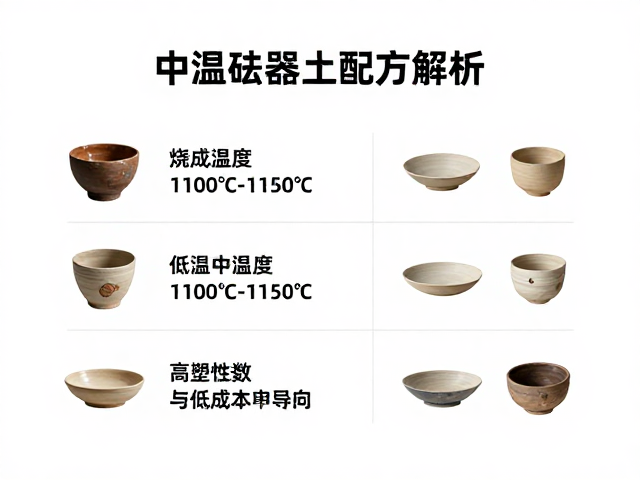 中温炻器土配方解析，按烧成温度分类的选材指南
