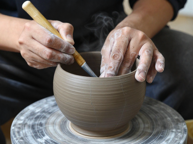 烟熏仿古拉坯机制作冰裂纹陶艺技法详解