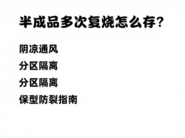 半成品多次复烧怎么存？阴凉通风，分区隔离，保型防裂指南