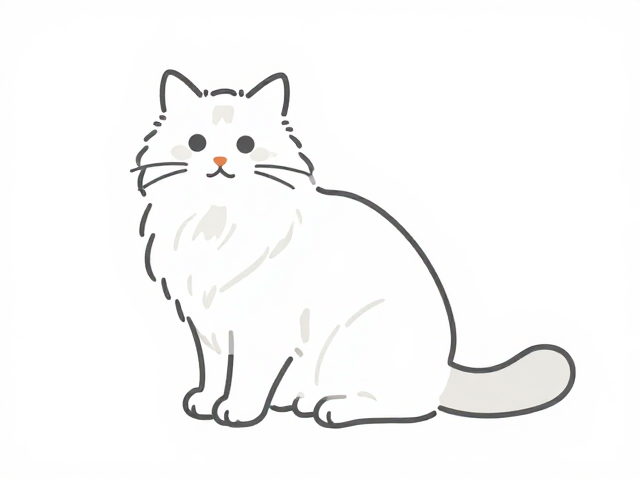 长毛猫简约线条手绘染色造型，支持图案个性化定制