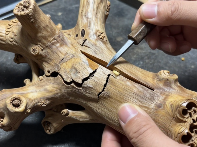 根雕作品断件拼接与局部补雕修复技巧,让残缺美重焕生机