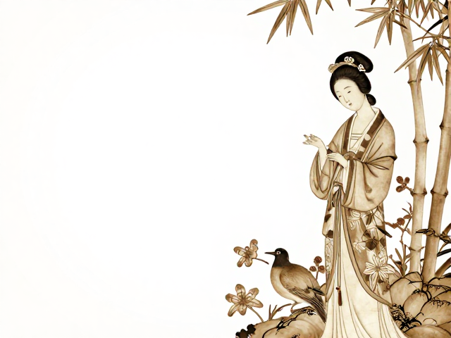 花鸟竹雕仕女图赏析,传统花鸟题材的艺术魅力与文化价值